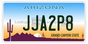 JJA2P8  license plate in AZ