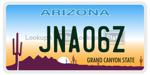 JNA06Z license plate in Arizona