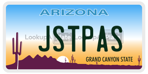 JSTPAS license plate in Arizona