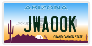 JWA00K license plate in Arizona