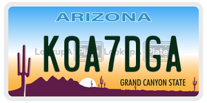K0A7DGA  license plate in AZ
