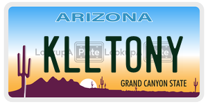 KLLTONY license plate in Arizona