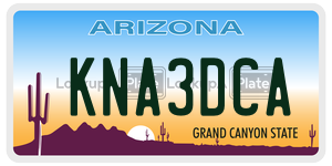 KNA3DCA license plate in Arizona