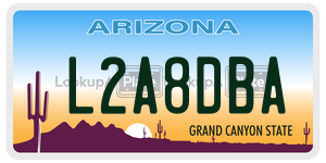 L2A8DBA license plate in Arizona