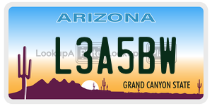 L3A5BW license plate in Arizona