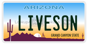 LIVESON license plate in Arizona