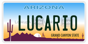 LUCARIO license plate in Arizona
