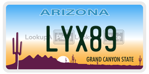 LYX89 license plate in Arizona