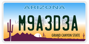 M9A3D3A license plate in Arizona