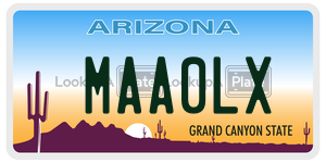 MAA0LX license plate in Arizona