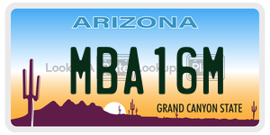 MBA16M license plate in Arizona