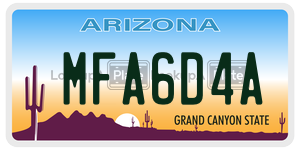 MFA6D4A license plate in Arizona