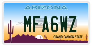 MFA6WZ license plate in Arizona