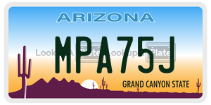 MPA75J license plate in Arizona