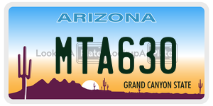 MTA630  license plate in AZ