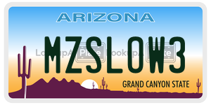 MZSLOW3  license plate in AZ