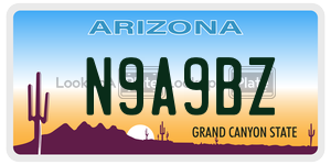 N9A9BZ license plate in Arizona