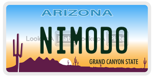 NIMODO license plate in Arizona