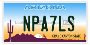 NPA7LS license plate in Arizona