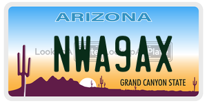 NWA9AX license plate in Arizona