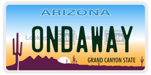 ONDAWAY  license plate in AZ
