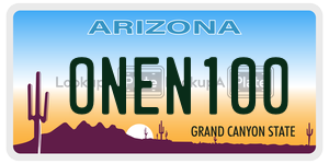 ONEN100 license plate in Arizona