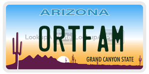 ORTFAM license plate in Arizona
