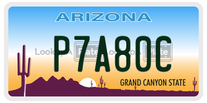 P7A80C  license plate in AZ