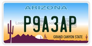 P9A3AP  license plate in AZ