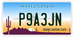 P9A3JN license plate in Arizona