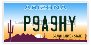 P9A9HY license plate in Arizona