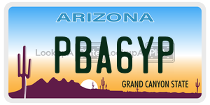 PBA6YP license plate in Arizona