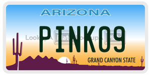 PINK09 license plate in Arizona