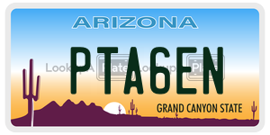 PTA6EN license plate in Arizona