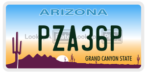 PZA36P license plate in Arizona