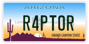 R4PT0R license plate in Arizona