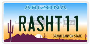 RASHT11 license plate in Arizona