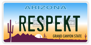 RESPEKT  license plate in AZ