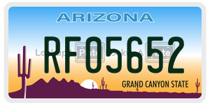 RF05652  license plate in AZ
