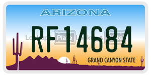 RF14684 license plate in Arizona