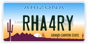 RHA4RY license plate in Arizona