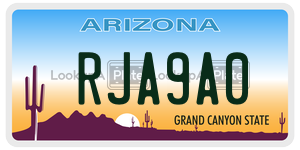 RJA9A0 license plate in Arizona