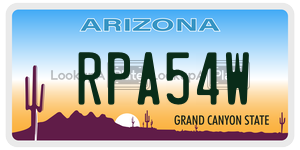 RPA54W license plate in Arizona