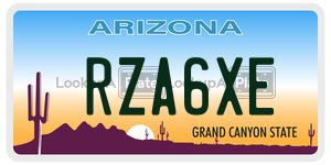 RZA6XE license plate in Arizona