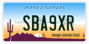 SBA9XR license plate in Arizona