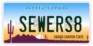 SEWERS8 license plate in Arizona
