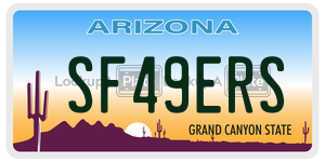SF49ERS license plate in Arizona