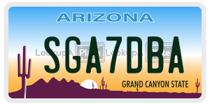 SGA7DBA license plate in Arizona