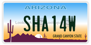 SHA14W license plate in Arizona