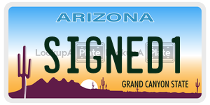 SIGNED1  license plate in AZ